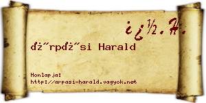 Árpási Harald névjegykártya